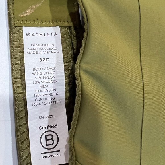 NWOT ATHLETA Advance Bra B-DD Sz 32C Olive Green Adjustable Straps - Picture 3 of 4